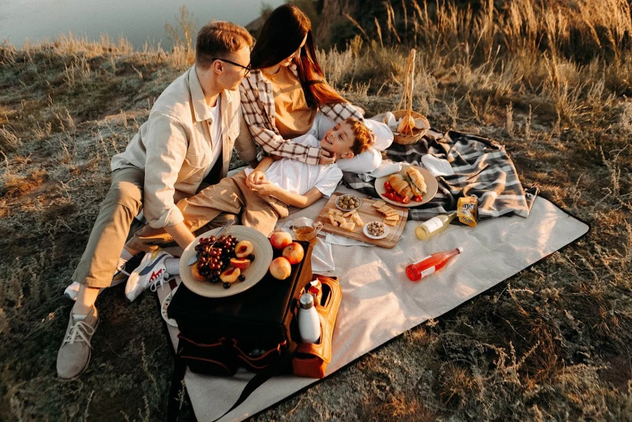 picnic blanket with strap